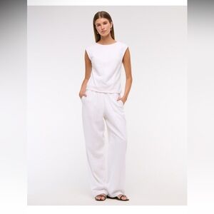 Abercrombie & Fitch White Linen-Blend Pull-On Pant